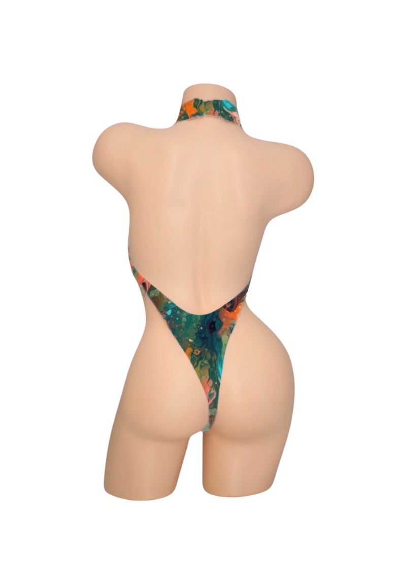 Sage & Gold Marble Slingshot Monokini