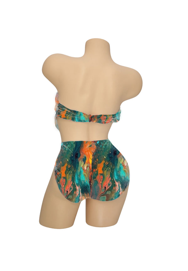 Sage & Gold Marble High-Waisted Full Coverage Swimwear Bottoms