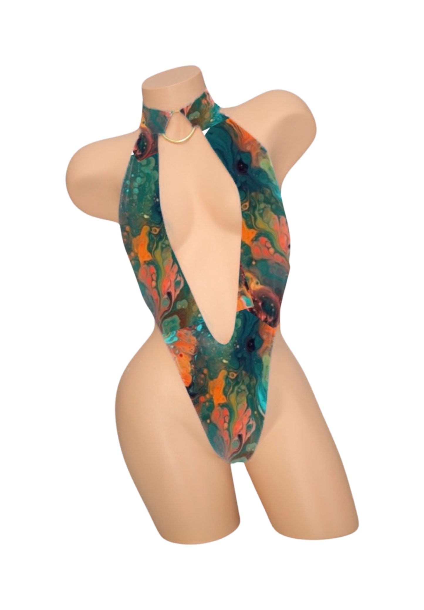 Sage & Gold Marble Slingshot Monokini