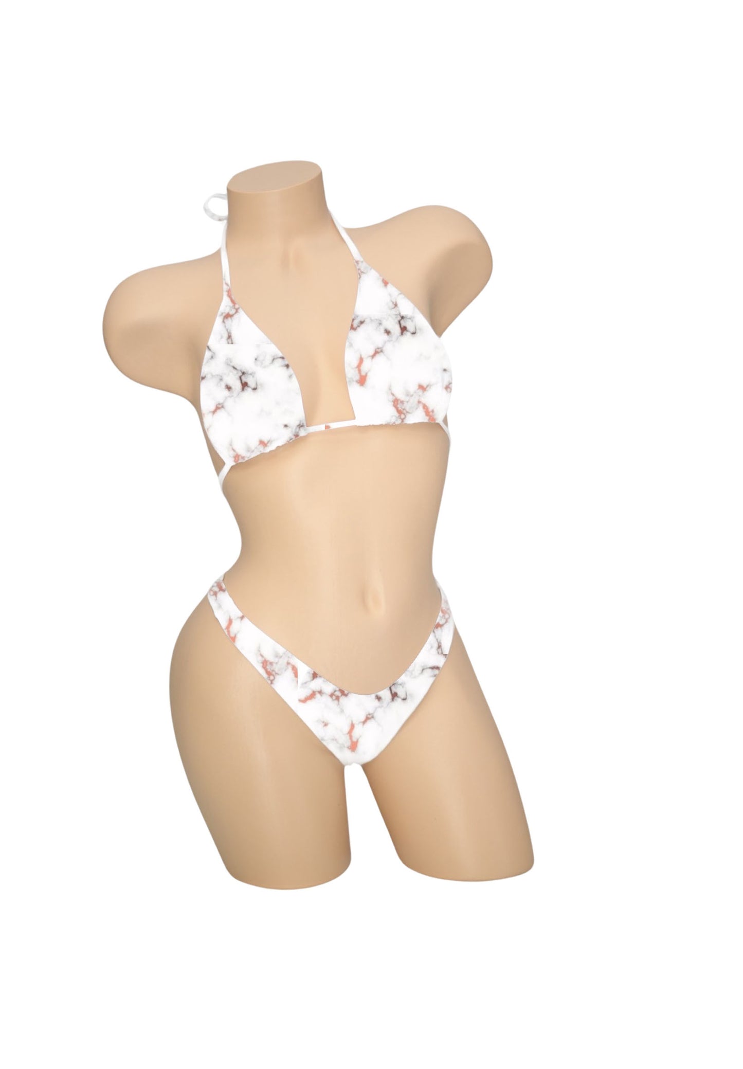 White Marble Brazilian Thong Bottoms