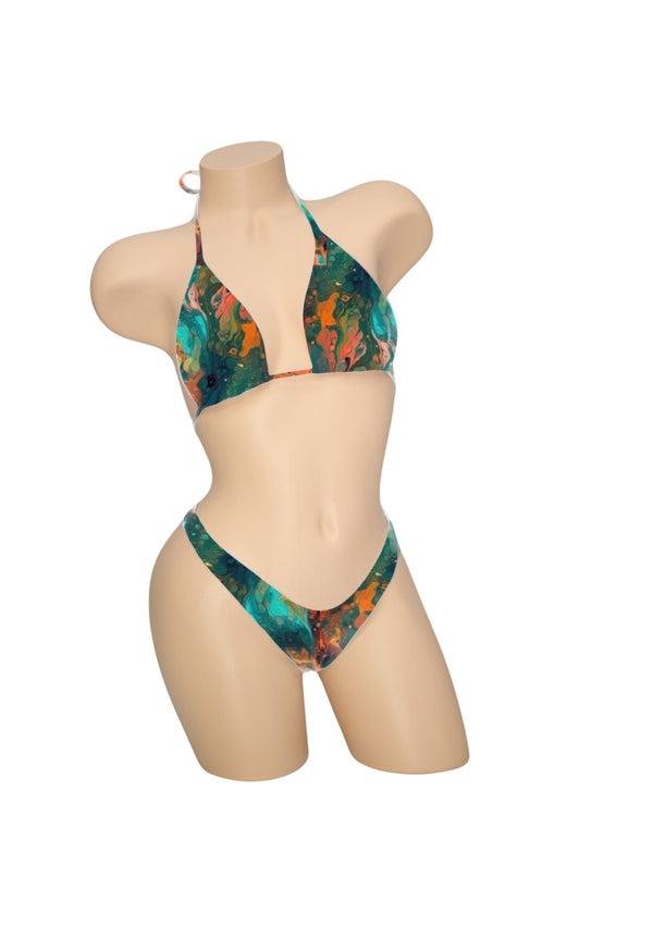 Sage & Gold Marble Brazilian Thong Bottoms